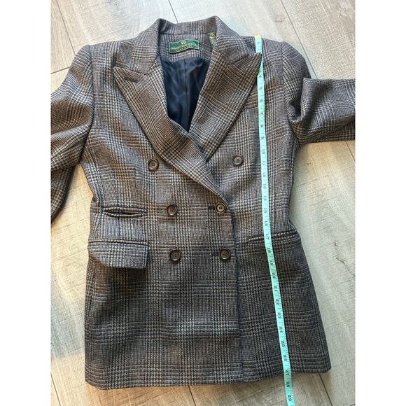 Vintage Embassy Row Petites Pure Wool Plaid Blazer Women’s 6P Double Breasted - Picture 7 of 8